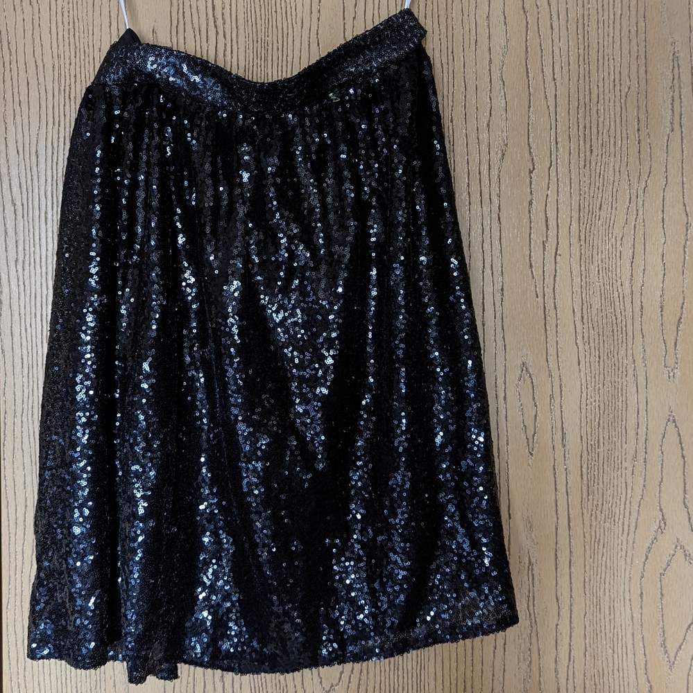 Black sequin midi skirt